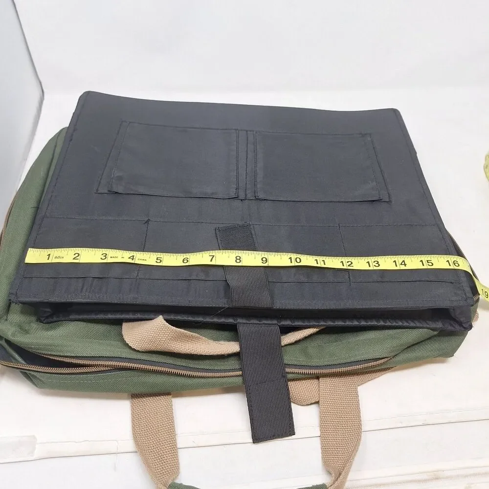 Totes Green Tan Canvas Laptop Swing Bag Travel Work Business Crossbody Strap